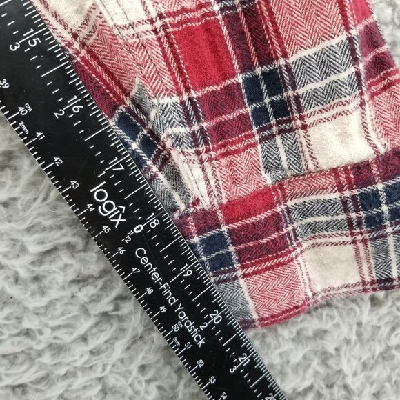 Trinity Shirt Womens Large Red Plaid 100% Cotton Flannel Button Down Pockets - Picture 9 of 10